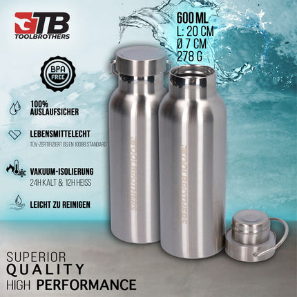 Toolbrothers Fan Breakfast box in valigetta rigida con borsa impermeabile a 2 livelli e coperchio in acciaio inox 1340 ml + Borraccia in acciaio inox 600 ml + Posate multifunzione 4 in 1