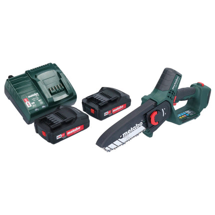Metabo MS 18 LTX 15 Motosega a batteria 18 V 15 cm 5 m/s + 2x batteria 2,0 Ah + caricabatterie