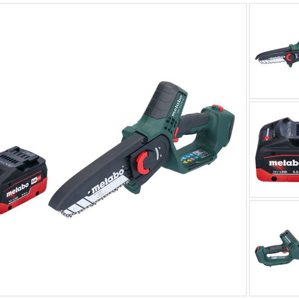 Metabo MS 18 LTX 15 Motosega a batteria 18 V 15 cm 5 m/s + 1x batteria 5,5 Ah - senza caricatore gert