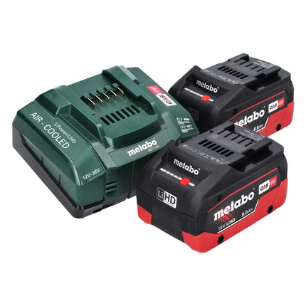 Metabo WVB 18 LTX BL 15-125 Smerigliatrice angolare rapida a batteria 18 V 125 mm senza spazzole + 2x batteria ricaricabile 8,0 Ah + caricatore + metaBOX