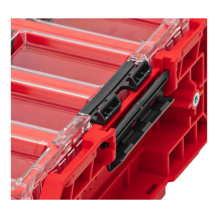 Qbrick System ONE Organiser XL 2.0 Long Bin RED ULTRA HD Impilabile su misura 582 x 387 x 131 mm 13,5 l IP66 con 4 intarsi e 12 divisori