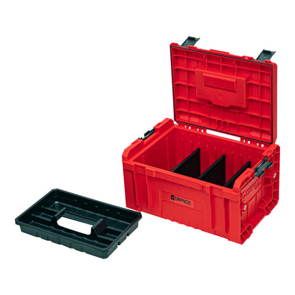 Qbrick System PRO Toolbox 2.0 RED ULTRA HD Valigia portautensili personalizzata 450 x 260 x 240 mm 19 l impilabile IP54 con 3 scomparti e ripiano