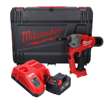 Rivettatrice cieca a batteria Milwaukee M18 ONEFPRT-501X 18 V 20 kN brushless + 1x batteria ricaricabile 5,0 Ah + caricabatterie + scatola HD