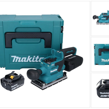 Makita DBO 381 F1JU Akku Schwingschleifer 18 V 93 x 185 mm Brushless + 1x Akku 3,0 Ah + Makpac - ohne Ladegerät