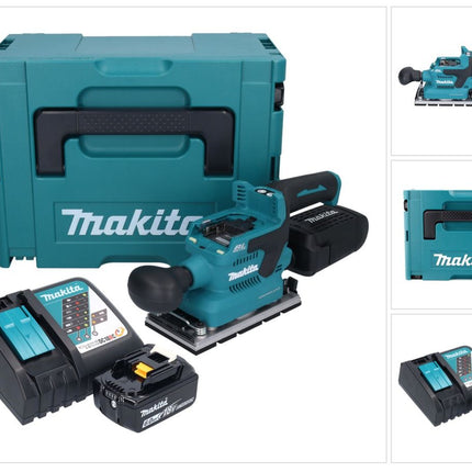 Makita DBO 381 RG1JU Akku Schwingschleifer 18 V 93 x 185 mm Brushless + 1x Akku 6,0 Ah + Ladegerät + Makpac