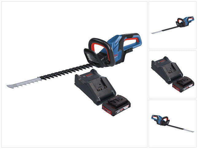 Bosch GHE 18V-60 Tagliasiepi professionale a batteria 18 V 60 cm senza spazzole + 1x batteria ricaricabile 2,0 Ah + caricabatterie