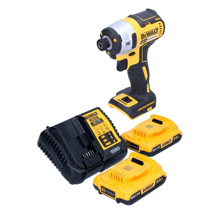 Avvitatore a impulsi a batteria DeWalt DCF 887 D2 18 V 205 Nm 1/4" senza spazzole + 2x batteria ricaricabile 2,0 Ah + caricabatterie
