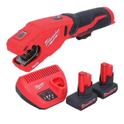 Milwaukee M12 PCSS-502 tagliatubi a batteria in acciaio inox 12 V 12 - 28 mm + 2x batteria ricaricabile 5,0 Ah + caricabatteria