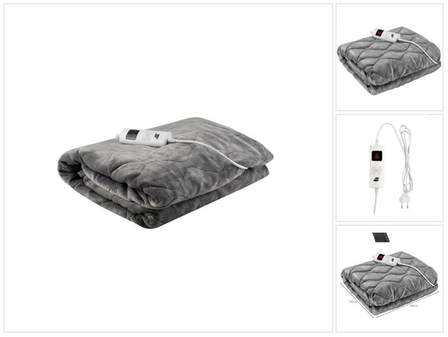 Coperta elettrica Coperta elettrica con 6 livelli di potenza Spegnimento automatico e protezione dal surriscaldamento Lavabile Grigio 180X130 cm