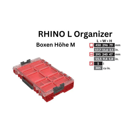 Toolbrothers RHINO L Organizer ULTRA Höhe M Boxen 5 l IP54 mit herausnehmbaren Boxen