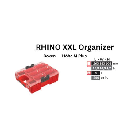 Toolbrothers RHINO XXL Organizer ULTRA Höhe M+ Boxen 4 l IP66 mit herausnehmbaren Boxen