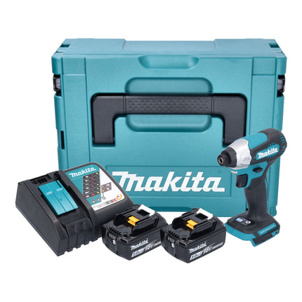 Makita DTD 157 RTJ 18 V 140 Nm 1/4'' Avvitatore a impulsi senza spazzole + 2x batteria 5,0 Ah + caricabatterie + Makpac