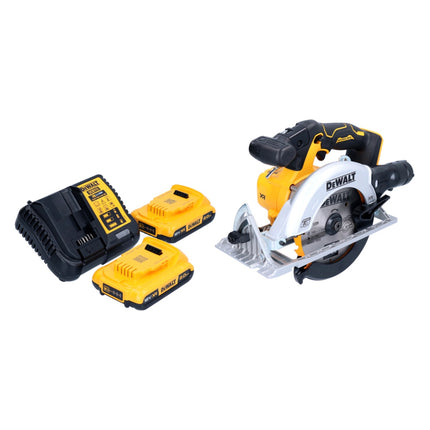 Sega circolare a batteria DeWalt DCS 565 D2 18 V 165 mm brushless + 2x batteria ricaricabile 2,0 Ah + caricabatterie