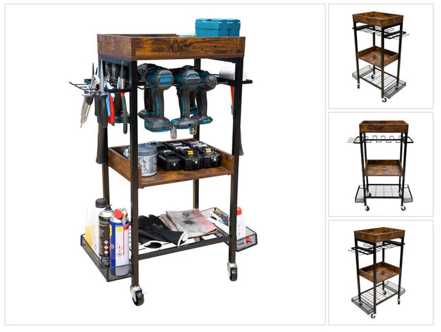 Carrello da officina Toolbrothers per utensili elettrici e manuali in metallo 86 x 45 x 30 cm ( L x P x P ) Ruote di trasporto con freno