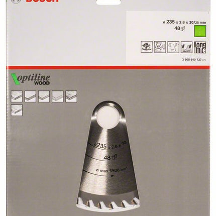 Lama circolare BOSCH Optiline Wood Ø esterno 235 mm Numero di denti 48 WZ ( 8000342011 )