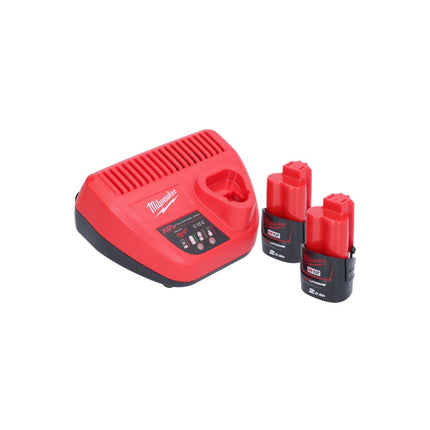 Pinza a batteria Milwaukee M12 BCST-202 12 V 19 x 25,4 mm + 2x batteria ricaricabile 2,0 Ah + caricatore