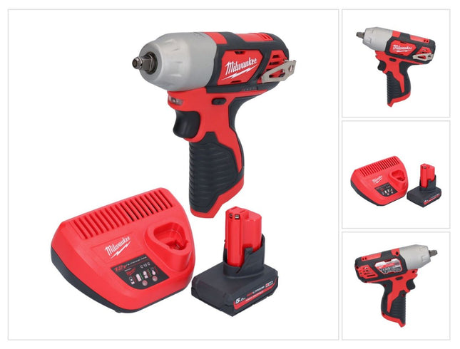Avvitatore a impulsi a batteria Milwaukee M12 BIW38-501 12 V 135 Nm 3/8" + 1x batteria ricaricabile 5,0 Ah + caricatore