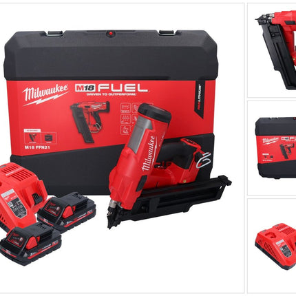 Milwaukee M18 FFN21-302C Akku Nagler 18 V 50 - 90 mm Brushless + 2x Akku 3,0 Ah + Ladegerät + Koffer